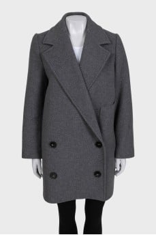 Double-breasted straight-cut coat with pockets