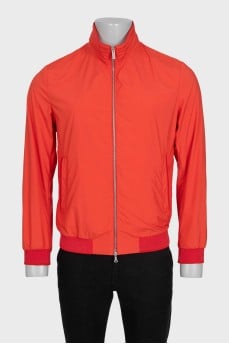 Men's orange zippered windbreaker