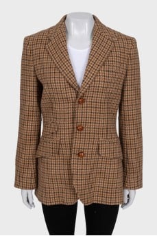 Single-breasted jacket in houndstooth print