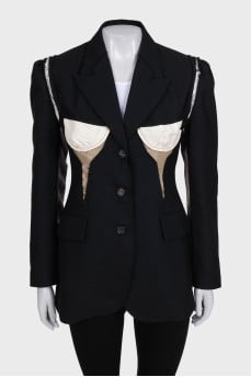 Black embellished button-down jacket