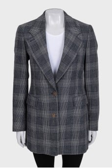 Straight-cut jacket with a checkered print