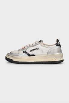 Gray sneakers with a distressed effect