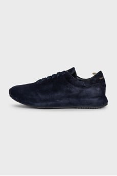 Men's blue suede sneakers with tag