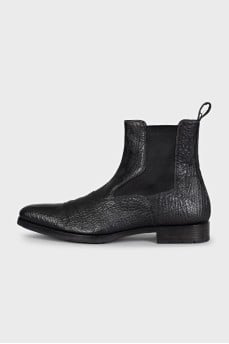 Men's black leather boots