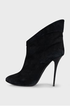 Black suede ankle boots with cuffs
