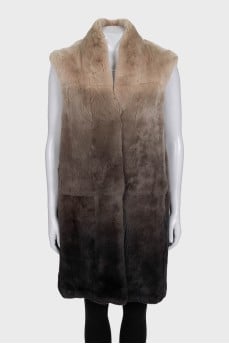 Straight cut rabbit fur vest