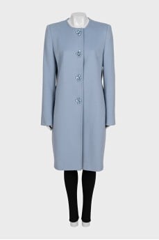Wool coat decorated with crystals