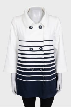 White straight-cut jacket with a striped print