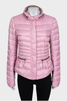 Pink quilted fitted down jacket