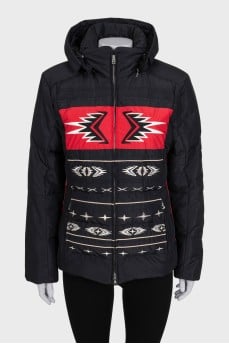Fitted down jacket decorated with embroidery