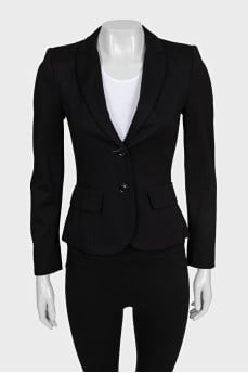 Black fitted button-down jacket