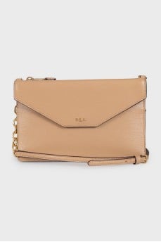 Leather crossbody with logo