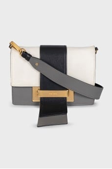 Leather combination bag with gold hardware