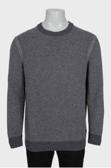 Men's gray pinstriped sweater