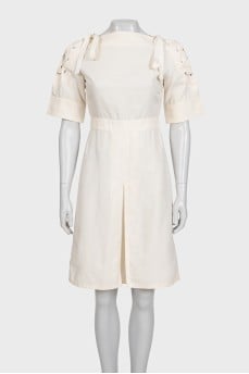 White dress with tie sleeves