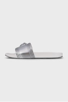 Men's silver flip-flops