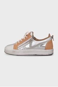 Silver leather sneakers