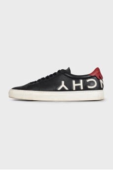 Men's leather sneakers with red heels