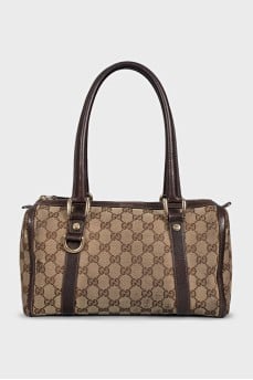 Brown tote with signature print