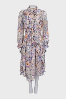 Floral print dress with long sleeves