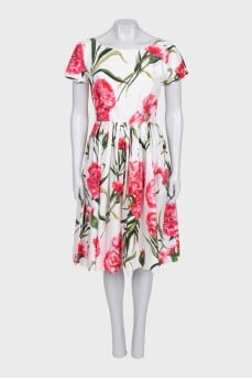 White dress with floral print