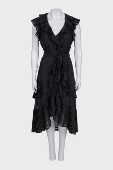 Black wrap dress with ruffles