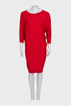Red tapered wool dress