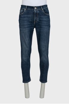 Мужские темно-синие джинсы skinny fit