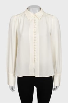 Beige silk blouse with buttons