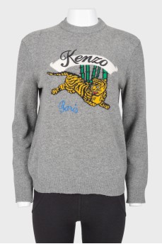 Print wool jumper