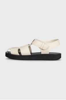 Beige leather sandals