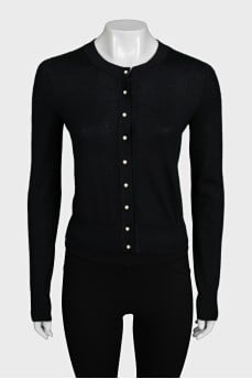 Cropped black cashmere cardigan