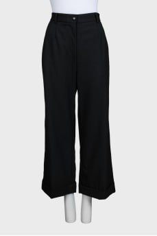 Black high-waisted wide-leg trousers