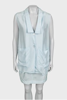 Silk blue sleeveless dress