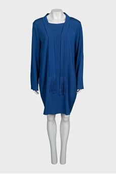 Blue tie-up dress with tag