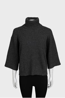 Cashmere sweater with short sleeves