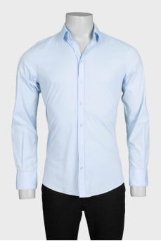 Men's light blue slim-fit button-down shirt