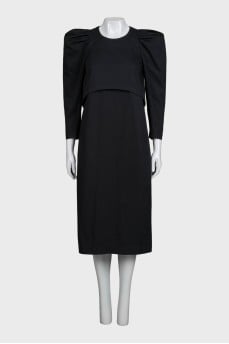 Black fitted dress with accent shoulders