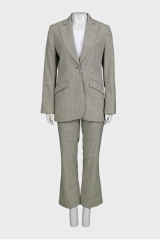 Black and white houndstooth print suit