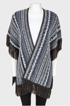 Leather fringe poncho