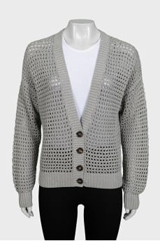 Gray cardigan decorated with sequins