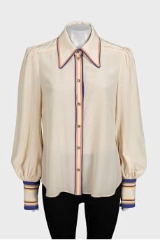 Silk blouse with contrast trim