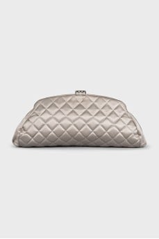 Gray textile clutch