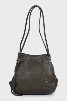 Brown leather hobo bag