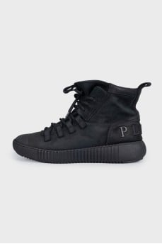 Black suede boots