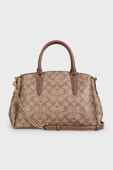Brown tote with signature print