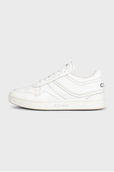 White leather sneakers with signature logo