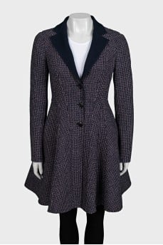 Fitted blue wool coat