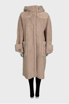 Brown teddy coat with a hood