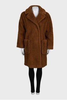 Teddy coat with patch pockets